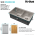 Kraus KWU1123310075MB - Workstation 33 Inch Undermount 16 Gauge Stainless Steel 50/50 Double Bowl Kitchen Sink Dimension