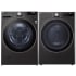 LG LGWADRGHBA4002B - Side-by-Side Washer &amp; Dryer Set with Smart Front Load Washer and Gas Dryer in Black Steel