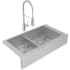 Elkay ECTRUFA32179FBC - 20-1/4" x 9" Equal Double Bowl Farmhouse Sink &amp; Faucet Kit
