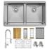 Elkay ECTRUA31169TFCW - 18 1/2 Equal Double Bowl Undermount Sink &amp; Faucet Kit
