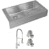 Elkay Crosstown Collection ECTRUFA32179FCC - Equal Double Bowl Farmhouse Sink &amp; Faucet Kit