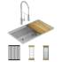 Elkay Crosstown Collection ECTRU30169RTFCW - 18 1/2 Inch Single Bowl Undermount Sink &amp; Faucet Kit