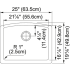 Franke ELG11022CHA - 25 Inch Ellipse Undermount Single Bowl Granite Kitchen Sink - Dimension
