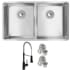 Elkay ECTRU31179TFMC - 18 1/2 Equal Double Bowl Undermount Sink &amp; Faucet Kit