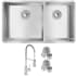 Elkay ECTRU32179RTFCC - 18 1/2 60/40 Double Bowl Undermount Sink &amp; Faucet Kit