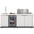 Koolmore KMOKS3585 - 83 in. Outdoor Kitchen Suite with White Stone Counters and Sides, 4-Burner Grill, Stainless Steel Sink and Faucet