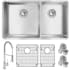 Elkay Crosstown Collection ECTRU32179RTFBC - 18 1/2 60/40 Double Bowl Undermount Sink &amp; Faucet Kit