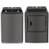 Midea MIDRWADRGMG41A1B - Side-by-Side Washer and Dryer Set with Top Load Washer and Gas Dryer in Metallic Grey