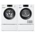 Miele MIWADRECS16011 - Side-by-Side on Storage Drawer Pedestal Washer &amp; Dryer Set with Front Load Washer and Smart Electric Heat Pump Dryer in Lotus White