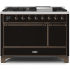 Ilve Majestic II Collection UM12FDQNS3BKB - Freestanding Dual Fuel Range Black