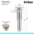 Kraus Viva Series PU20GBE - Pop Up Drain w/o Overflow Dimension