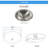 Nantucket Sinks Brightwork Home Collection OVS2017 - Matte Finish Hand Hammered Stainless Steel Oval Bathroom Sink - Drain Sold Separately