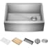 Kraus KWF21027 - 27" Farmhouse Apron Front Workstation 16 Gauge Stainless Steel Single Bowl Kitchen Sink with Accessories