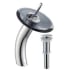 Kraus Vessel Mixer Series KGW1700PU10CHBLCL - Waterfall Bathroom Faucet with Clear Black Glass Disk and Pop-Up Drain in Chrome