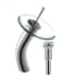 Kraus Vessel Mixer Series KGW1700PU10CHCL - Waterfall Bathroom Faucet with Clear Glass Disk and Pop-Up Drain in Chrome