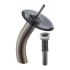 Kraus Vessel Mixer Series KGW1700PU10ORBBLCL - Waterfall Bathroom Faucet with Clear Black Glass Disk and Pop-Up Drain in Oil Rubbed Bronze