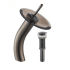 Kraus Vessel Mixer Series KGW1700PU10ORBBRCL - Waterfall Bathroom Faucet with Clear Brown Glass Disk and Pop-Up Drain in Oil Rubbed Bronze