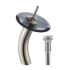 Kraus Vessel Mixer Series KGW1700PU10SNBLCL - Waterfall Bathroom Faucet with Clear Black Glass Disk and Pop-Up Drain in Satin Nickel