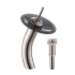 Kraus Vessel Mixer Series KGW1700PU10SNBLFR - Waterfall Bathroom Faucet with Frosted Black Glass Disk and Pop-Up Drain in Satin Nickel
