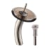 Kraus Vessel Mixer Series KGW1700PU10SNBRCL - Waterfall Bathroom Faucet with Clear Brown Glass Disk and Pop-Up Drain in Satin Nickel