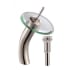 Kraus Vessel Mixer Series KGW1700PU10SNCL - Waterfall Bathroom Faucet with Clear Glass Disk and Pop-Up Drain in Satin Nickel