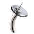 Kraus Vessel Mixer Series KGW1700SNBLCL - Waterfall Bathroom Faucet with Clear Black Glass Disk in Satin Nickel