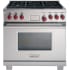 Wolf DF366 - Stainless Steel with Red Knobs