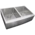 Nantucket Sinks Pro Series APRON332210DBLSR - 33 Inch Double Bowl Farmhouse Apron Front Stainless Steel Kitchen Sink Angled View