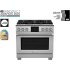 BlueStar Dual Fuel Series BSDF366BCPLT - 36 Inch Freestanding Professional Dual Fuel Range with 6 Sealed Burners in Front View