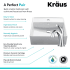 Kraus Elavo Series CKCV1501201CH - Square Vessel 18 1/2" Ceramic Bathroom Sink in White w/ Arlo Faucet and Lift Rod Drain in Chrome Dimension