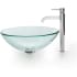 Kraus Clear Series CGV10112MM1007SN - 16.5 Inch Clear Glass Vessel Sink Combination