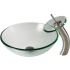 Kraus Single Tone Series CGV10112MM10SN - 17 Inch Clear Glass Vessel Sink Combination