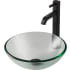 Kraus Single Tone Series CGV1011412MM1007ORB - KRAUS 14-inch Clear Glass Bathroom Vessel Sink