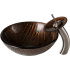 Kraus Nature Series CGV39819MM10SN - Brown Glass Vessel 17" Bathroom Sink w/ Waterfall Faucet and Pop-Up Drain in Satin Nickel