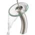Kraus Vessel Mixer Series KGW1700SNCL - Waterfall Bathroom Faucet with Clear Glass Disk in Satin Nickel