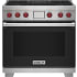 Wolf M Series DF36450CBKPLP - 36 Inch Freestanding Dual Fuel Smart Range in Front View