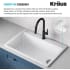 Kraus Bellucci™ KGTW133WH10075MB - 33 Inch Workstation Single Bowl Granite Top Mount Kitchen Sink Drop-In Design