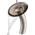 Kraus Vessel Mixer Series KGW1700SNBRCL - Waterfall Bathroom Faucet with Clear Brown Glass Disk in Satin Nickel