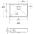 Elkay Crosstown Collection ECTRUAD241755 - 18 Gauge Stainless Steel Single Bowl Undermount Kitchen Sink Dimension