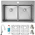 Elkay Crosstown Collection ECTSRA33229TFLC - Elkay Crosstown® 18 Gauge Stainless Steel Equal Double Bowl Dual Mount Sink Kit with Filtered Faucet
