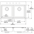 Elkay Quartz Classic ELGAD3322PDBK0 - 22 Inch Top Mount ADA Double Bowl Kitchen Sink - Dimension