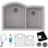 Elkay Quartz Classic ELGHU3322RGSFLC - 22 Inch Undermount 60/40 Double Bowl Kitchen Sink with Filtered Faucet