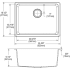 Elkay Quartz Classic ELGU2522MB0C - 18 1/2 Inch Undermount Single Bowl Kitchen Sink Kit - Dimension