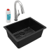 Elkay Quartz Classic ELGU2522BK0FLC - 18 1/2 Inch Undermount Single Bowl Kitchen Sink with Filtered Faucet