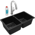 Elkay Quartz Classic ELGU3322BK0FLC - 18 1/2 Inch Undermount Double Bowl Kitchen Sink with Filtered Faucet
