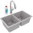 Elkay Quartz Classic ELGU3322GS0FLC - 18 1/2 Inch Undermount Double Bowl Kitchen Sink with Filtered Faucet