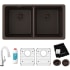 Elkay Quartz Classic ELGU3322MC0FLC - 18 1/2 Inch Undermount Double Bowl Kitchen Sink with Filtered Faucet and Accessories