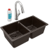 Elkay Quartz Classic ELGU3322MC0FLC - 18 1/2 Inch Undermount Double Bowl Kitchen Sink with Filtered Faucet