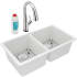Elkay Quartz Classic ELGU3322WH0FLC - 18 1/2 Inch Undermount Double Bowl Kitchen Sink with Filtered Faucet