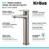 Kraus Indy™ Series KVF1400SFSPU10SN - Single Lever Vessel Bathroom Faucet Features